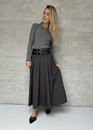 Tailor skirt with belts Med.Grey Melange Copenhagen Muse 